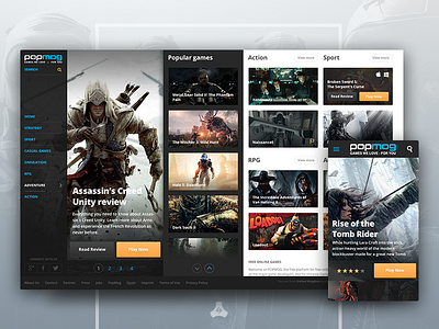 Popmog - Curated Games You Will Love app clean dashboard design flat game gaming ui ux web