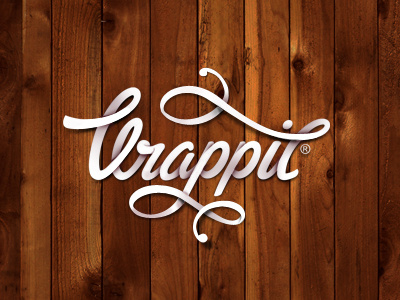 Wrappit logotype app design graphic design ios lettering logo logotype paper ribbon swoosh type typography wood wrappit