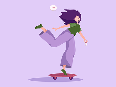 girl skateboarding coffee cup cute girl illustration purple hair skateboard skateboarding