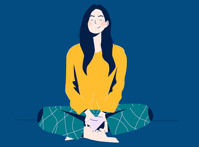 yoga time girl illustration relax yoga yoga pose