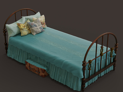 Bed Vintage 3d archviz bedroom vintage
