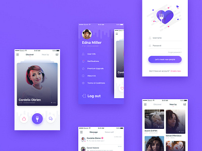 Login & Navbar - Mobile Dating App app complexion reduction dating interaction interaction design minimal mobile photoshop sketchapp ui ux