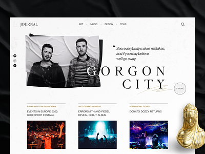 Music journal website blog concept design electro gorgon city journal music techno ui ux website