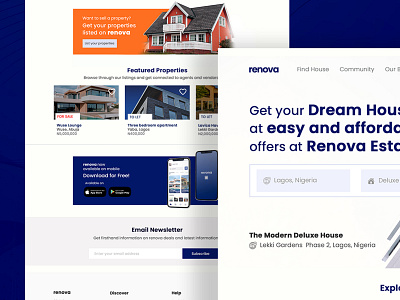 Renova real estate web app design graphic design illustration ui ux