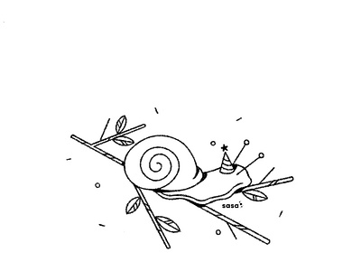 SNAIL 🐌🌱. 1/31 💛Inktober 2019 animal art cute animal cute art doodle happy happy birthday illustration ink inktober inktober2019 party procreate snail