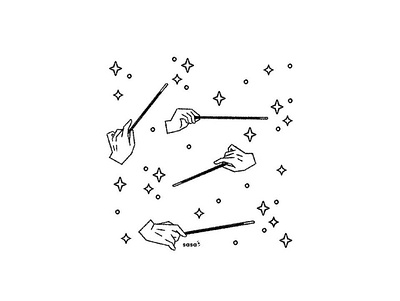 08 PATTERN 🤞✨ . 08/31 💛 Inktober 2019 digital art digital illustration doodle drawing hands illusion illustration inktober inktober2019 line art magic magic wand magician minimalism minimalistic pattern sparkle stars