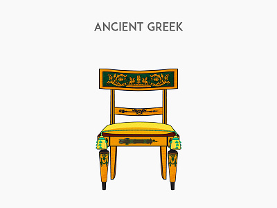 Ancient Greek chair flat furniture illustration vector