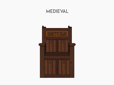 Medieval chair design flat furniture illustration vector