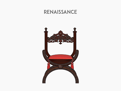 Renaissance chair design flat furniture illustration vector