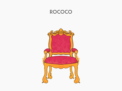 Rococo chair design flat furniture illustration vector