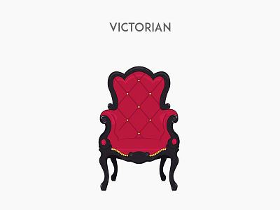 Victorian chair flat furniture illustration vector