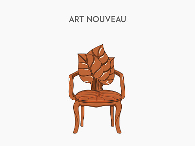 Art Nouveau chair design flat furniture illustration vector