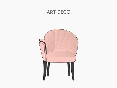 Art Deco chair flat furniture illustration vector