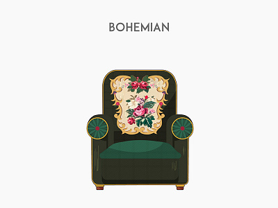 Bohemian chair flat furniture illustration