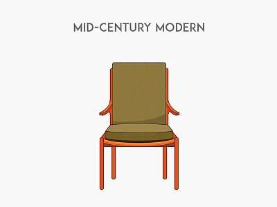 Mid-century modern chair flat furniture illustration mid century modern vector
