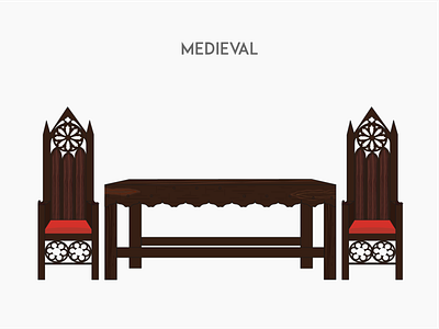 Medieval chair flat furniture illustration medieval vector