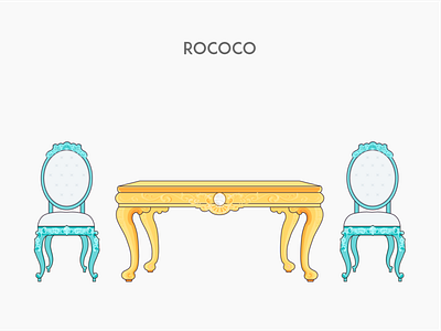Rococo chair flat furniture rococo vector