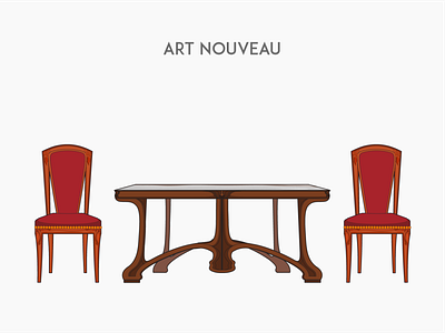 Art Nouveau art nouveau chair flat furniture vector