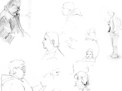 Sketches on the train fast illustration pencil people quick reading sketch train