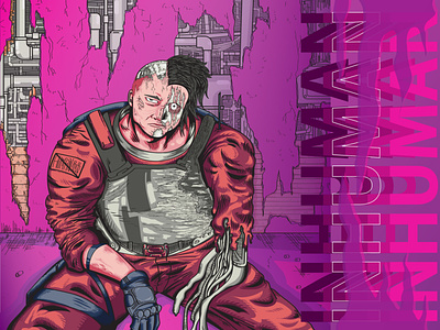 inhuman adobe illustrator artwork cyberpunk cyborg fantasy fiction future illustraion illustrator metal pink purple robot sci fi sciencefiction vector vectorart vektor