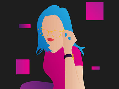 Girl with glasess branding design illustration vector