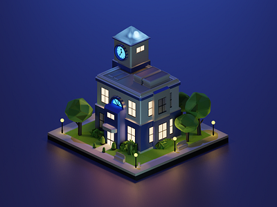 Simple Building 01 3d b3d blender isometric