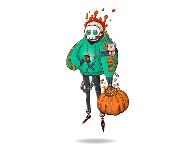 Flaming Skull art cute drawing drawings halloween illustration photoshop