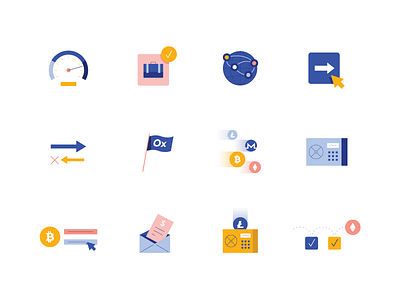 Crypto Icons app branding cyrptocurrency design flat geometric icon illustration tech ui vector