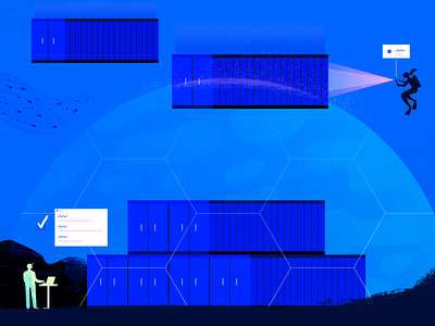 Container Registry app flat geometric icon illustration ocean tech texture vector web