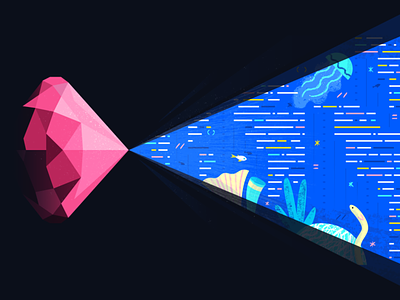 Ruby app branding geometric icon illustration ocean ruby ruby on rails ui vector web