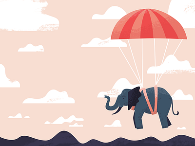 Dumbo Drop! clouds elephant illustration sky texture