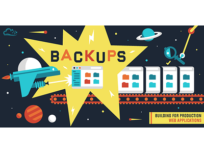 Backups application backup browser duplicate magnify glass planets ship space stars web website window