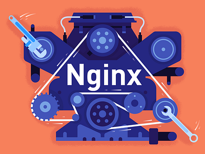 Setting Up Nginx bright engine flat illustration machine nginx texture tool vector