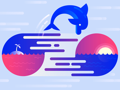 Moving a Data Directory circle curve dolphin flat geometric illustration island vector water
