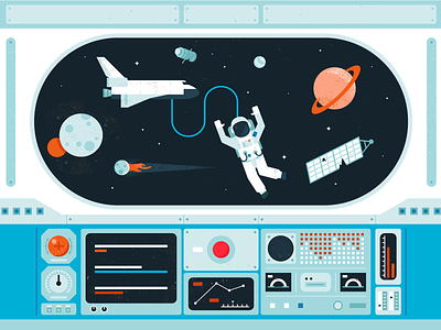 Interactive Infographic Space Elements flat infographic interior planets shuttle simple space texture vector vehicle