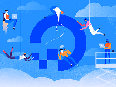 The DigitalOcean Blog character clean clouds concept editorial flat icon logo people vector