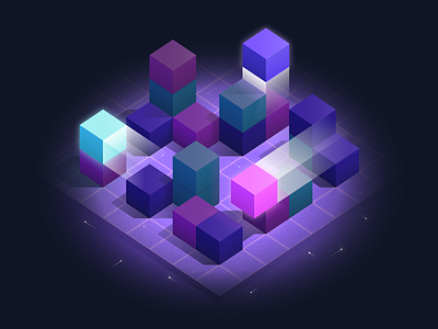 Resource Management abstract concept glow gradient graph icon isometric resource solid square tech