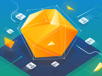 Chaos Engineering abstract app blog geometric gradient icon isometric server shadow tech user