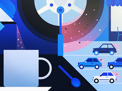 Data Illustration app blue cars coffee data flat gradient icons illustration tech texture