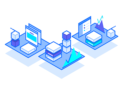 Empty State Projects app browser concept geometric graph icon isometric project shadow stroke tech vector