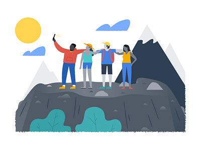 Together We Win bold branding company icon illustration landscape people trees ux values website