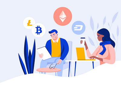 Hero Illustration app branding cryptocurrency flat hero illustration landing page people tech ui ux vector web web design