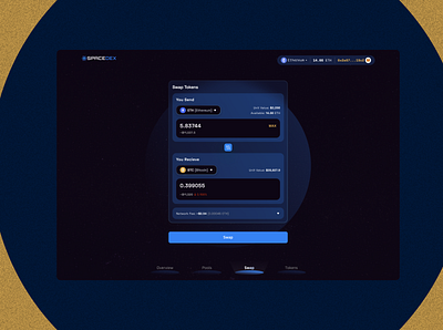 SpaceDEX Token Swap crypto dark design dex tokens ui web3 website