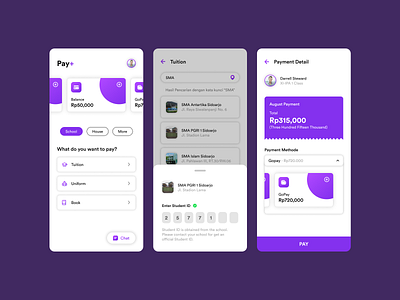 Pay+ UI Design (Online Payment) app design design app design ui gopay indonesia luigiifan online ovo pay payment school ui uiux