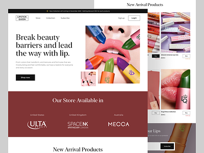 LIPSTICKQUEEN - Beauty Products Website branding dailyui design illustration ui ux webdesign
