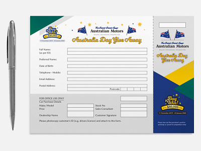 Registration Form - Australia Day Give Away Campaign campaign design pdf printing design registration form