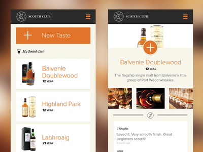 Scotch Club Web App beer app clean iphone liquor app web app scotch whiskey