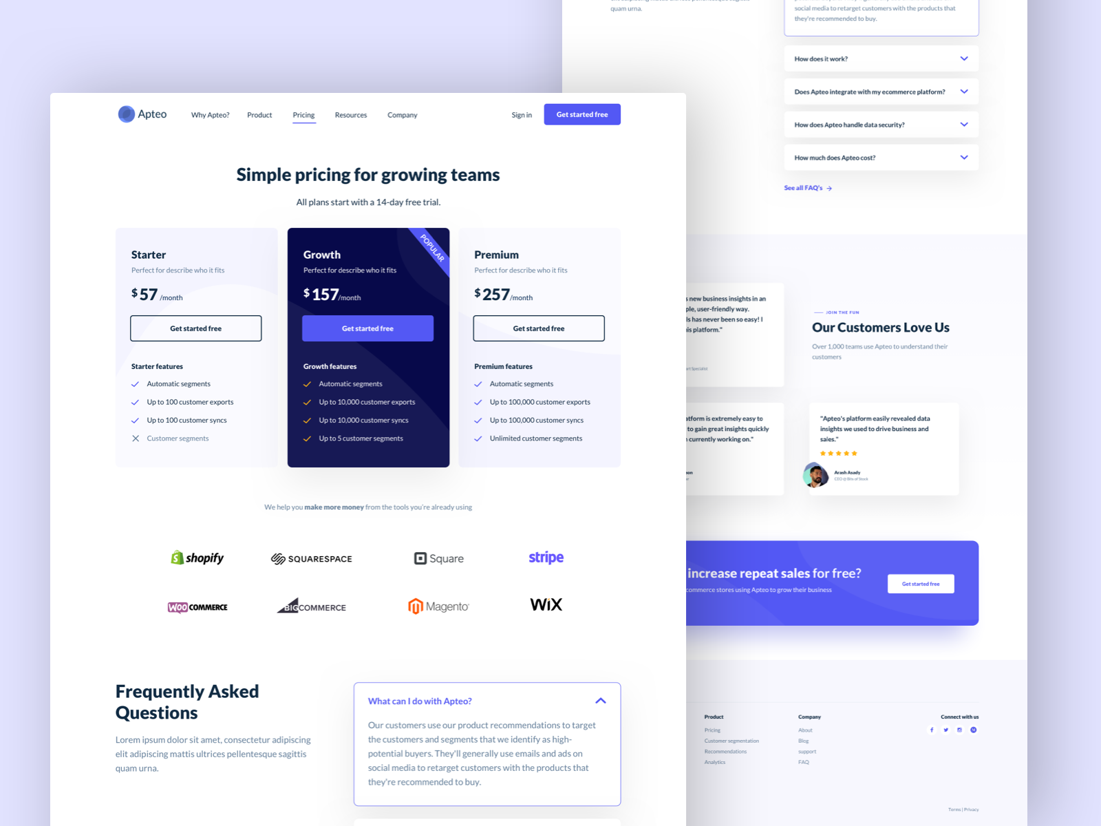 Apteo - Pricing by Alex Lauderdale on Dribbble