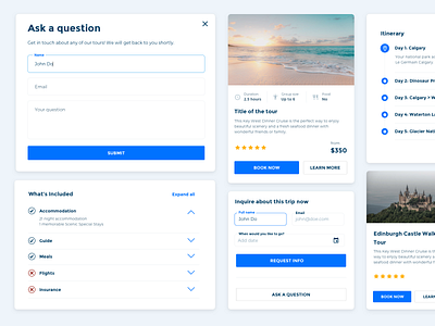Travel website components