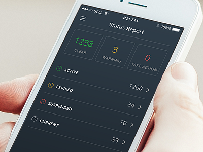 App Status Report app clean design dashboard design icons ios app iphone app mobile status